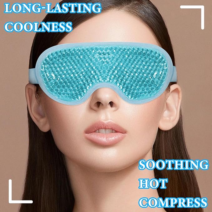 Cold Face Eye Mask Ice Pack for Dark Circles,Eye SPA,Pressure,Cooling Face Masks for Women Sleeping,Skin Care Gel Beads Hot Cold Use Ice Facial Mask-Velvo Beauty