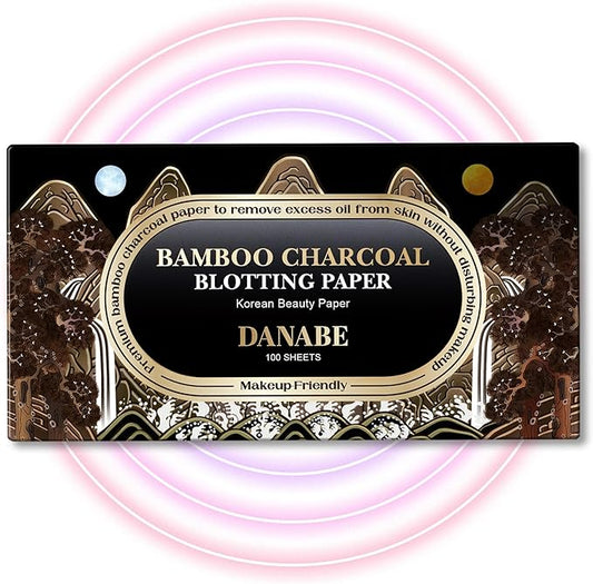 [KPOP Beauty] Makeup Friendly Oil Blotting Paper - DANABE Bamboo Charcoal Face Oil Blotting Sheets | Korean Skincare Oil Absorbing Sheets for Face (4x3.6 in.100 Large Sheets)-Velvo Beauty