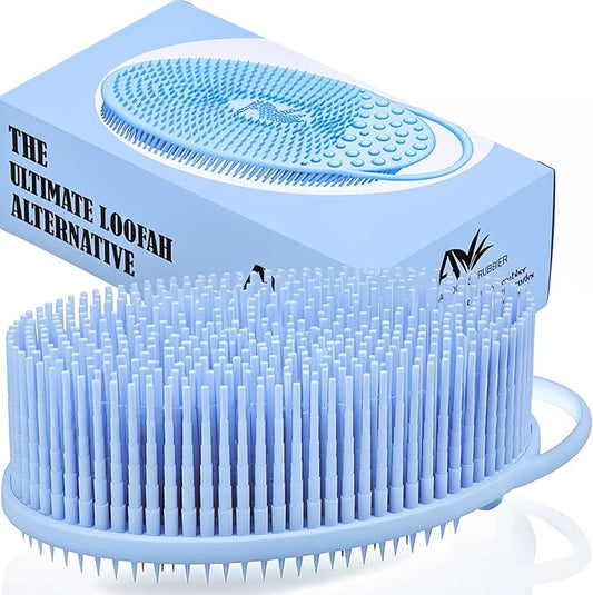 Avilana Silicone Body Scrubber – Gentle Shower Brush & Loofah Alternative- Food Grade & Lab Tested – Fast-Drying, Hygienic, BPA-Free Silicone Body Gentle Exfoliator (Blue, Exfoliate)-Velvo Beauty