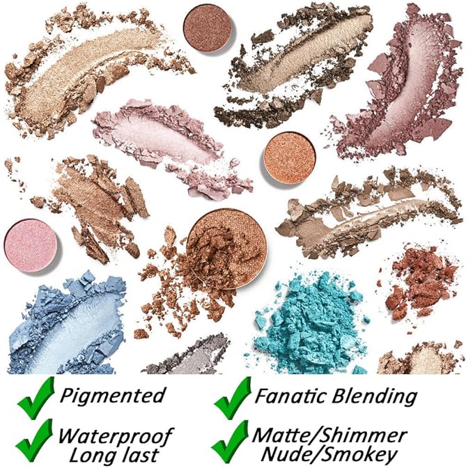 35 Colors Eyeshadow Palette with 7Pcs Makeup Brushes Set, All in One Makeup Kit Matte Shimmer Pigmented Eye Shadow Pallete Waterproof Powder Natural Nude Naked Smokey-Velvo Beauty