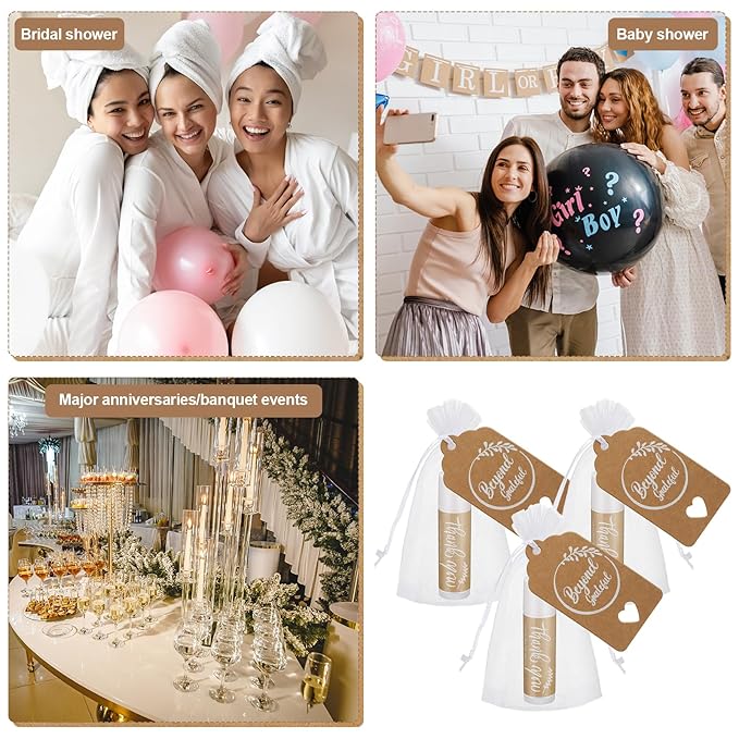 50 Set Thank You Lip Balm Bulk Small Natural Moisturizing Mini Lip Balm with Bag and Card for Baby Wedding Bridal Shower Thank You Favors-Velvo Beauty