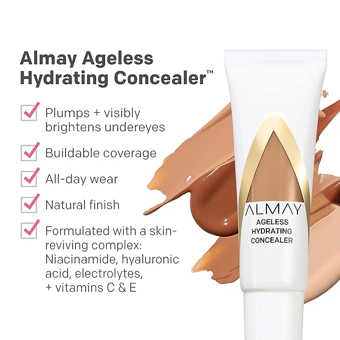 Almay Anti-Aging Concealer, Face Makeup with Hyaluronic Acid, Niacinamide, Vitamin C & E, Hypoallergenic-Fragrance Free, 030 Medium, 0.37 Fl Oz-Velvo Beauty