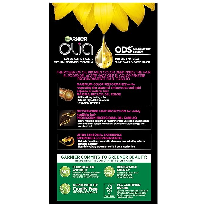 Garnier Hair Color Olia Ammonia-Free Brilliant Color Oil-Rich Permanent Hair Dye, 8.22 Medium Rose Gold, 2 Count (Packaging May Vary) (Pack of 2)-Velvo Beauty