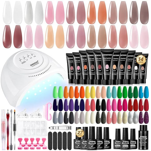 JEWHITENY 14 Colors Poly Gel Nail Kit 27 Colors Gel Nail Polish Kit With U V Light All In One Nail Art Starter Kit Suitable For All Seasons-Velvo Beauty
