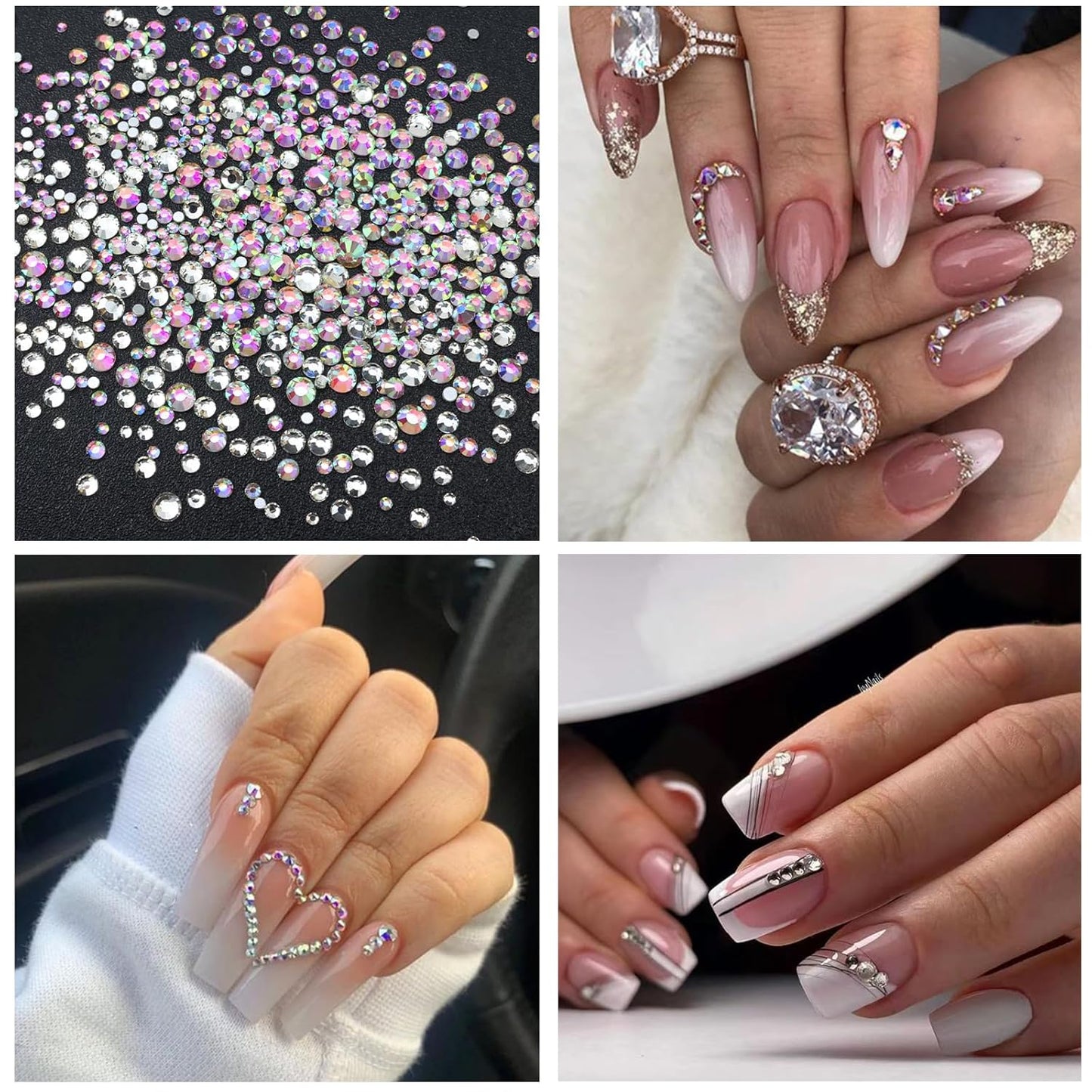 Nail Art Pearls Rhinestones with Glue Gel White Flatback Pearls Luxurious Nail Charms Supplies Accessories Colorful Nails Rhinestones Gems Jewelry for Women Nails Design-Velvo Beauty