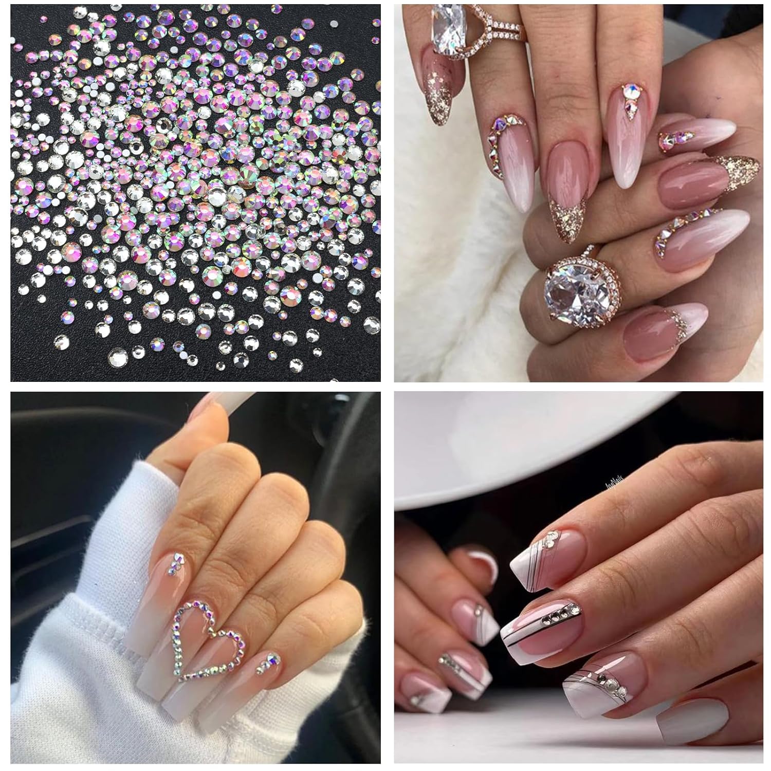 Nail Art Pearls Rhinestones with Glue Gel White Flatback Pearls Luxurious Nail Charms Supplies Accessories Colorful Nails Rhinestones Gems Jewelry for Women Nails Design-Velvo Beauty