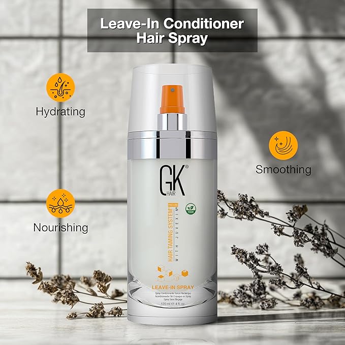 GK HAIR Global Keratin Leave-In Conditioner Detangler Spray 120 ml - For Dry, Damaged and Frizzy Hair Protection With Organic Natural Oil Strength & Shine | Hydrating Smoothing Styler-Velvo Beauty