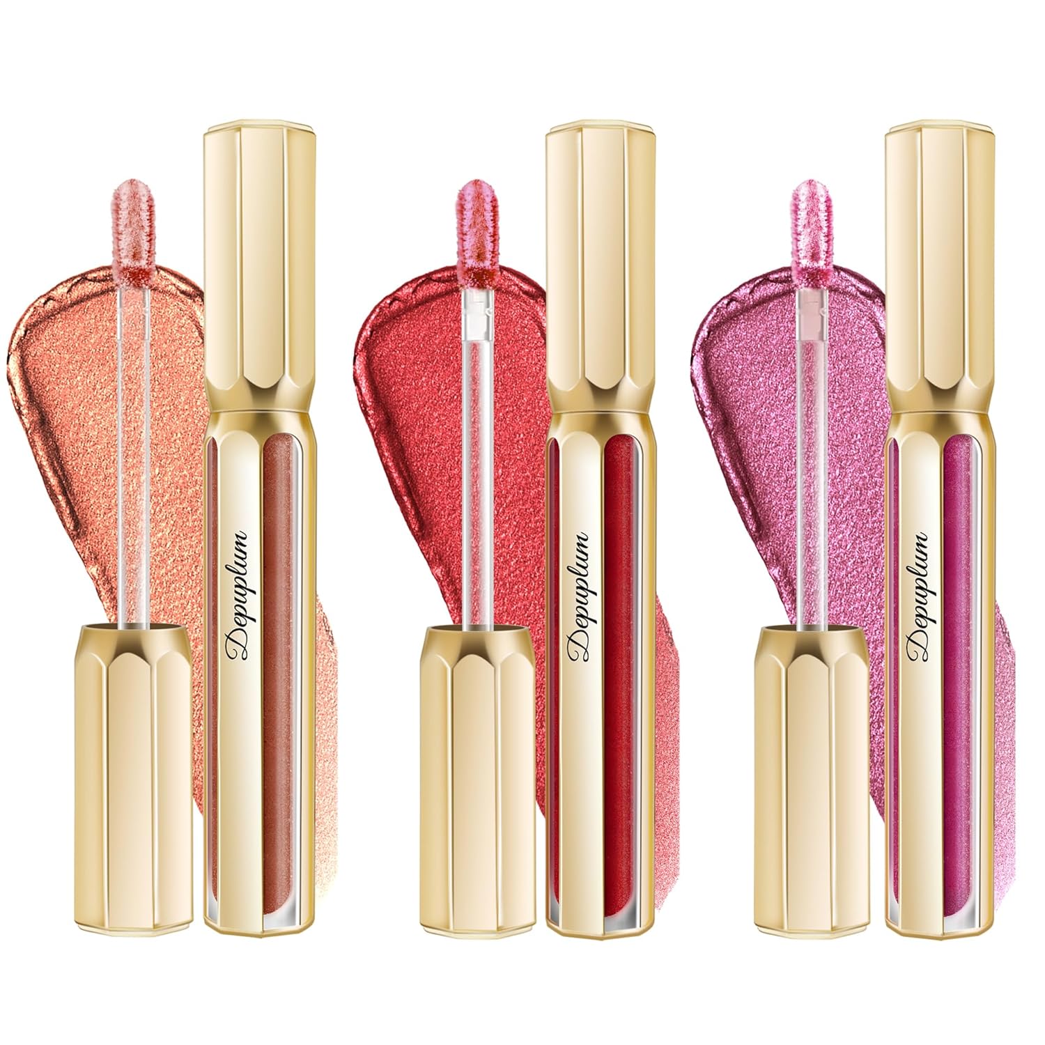 3Pc Lipsticks Set for Women Metallic Lipstick Long Lasting Dark Red Bronze Burgundy Lip Gloss, Metal Shine Lightweight Hydrating Full Coverage Lip Color, DP103/104/107-Velvo Beauty