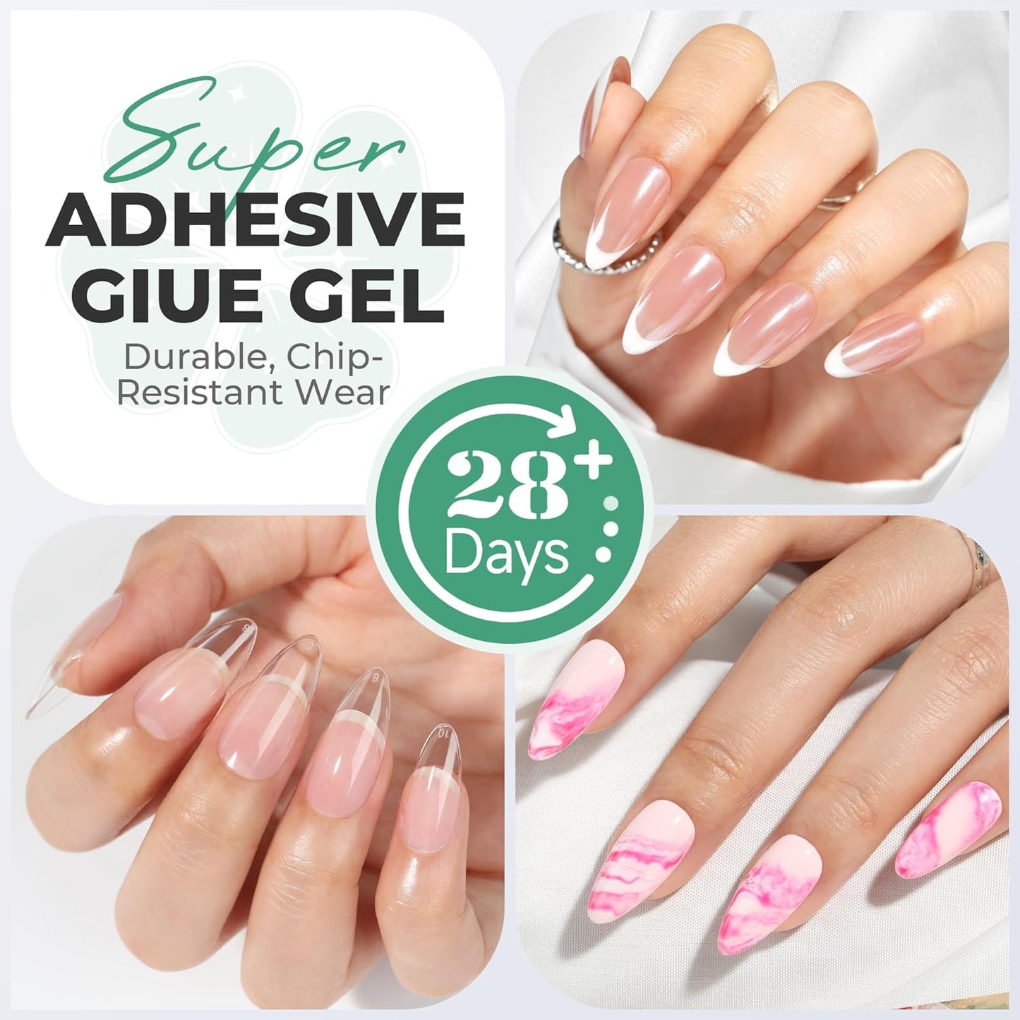Gel Nail Glue Super Strong: 15ml Nail Glue Gel 6 in 1 for Acrylic Nails Tips and Clear Press on Fake Nails Long Lasting, Salon Art Gift DIY at Home Need U V Light Cured-Velvo Beauty