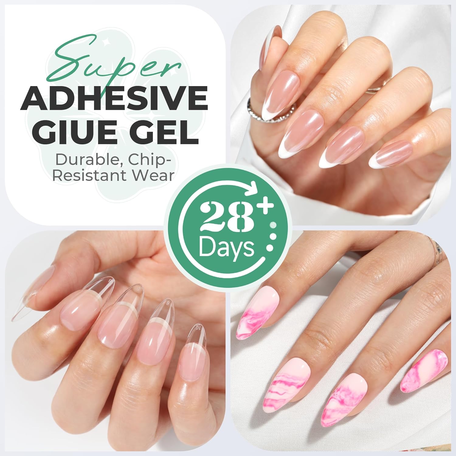 Gel Nail Glue Super Strong: 15ml Nail Glue Gel 6 in 1 for Acrylic Nails Tips and Clear Press on Fake Nails Long Lasting, Salon Art Gift DIY at Home Need U V Light Cured-Velvo Beauty