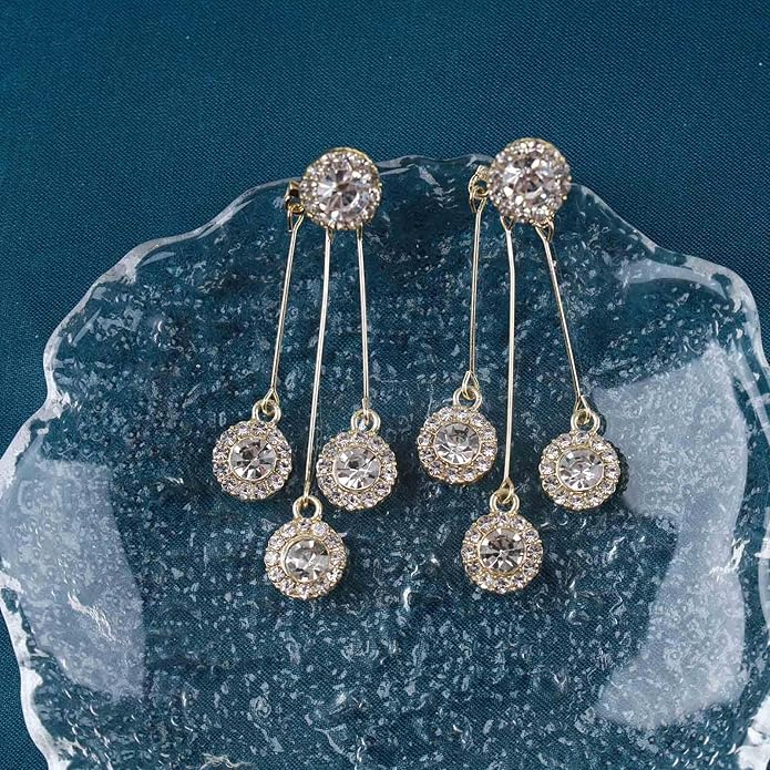 Vintage Crystal Chandelier Drop Earrings Rhinestone Ball Dangle Earrings Gold Rhinestone Stud Earrings Sparkle Bridal Chandelier Earrings Jewelry for Women-Velvo Beauty