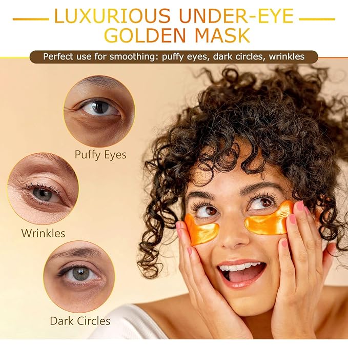 Under Eye Patches for Puffy Eyes and Dark Circles (20 Pairs), Under Eye Gold Mask with Hyaluronic Acid & Collagen to Reduce Wrinkles and Relieve Pressure, Eye Care Treatment for Men & Women Gift-Velvo Beauty
