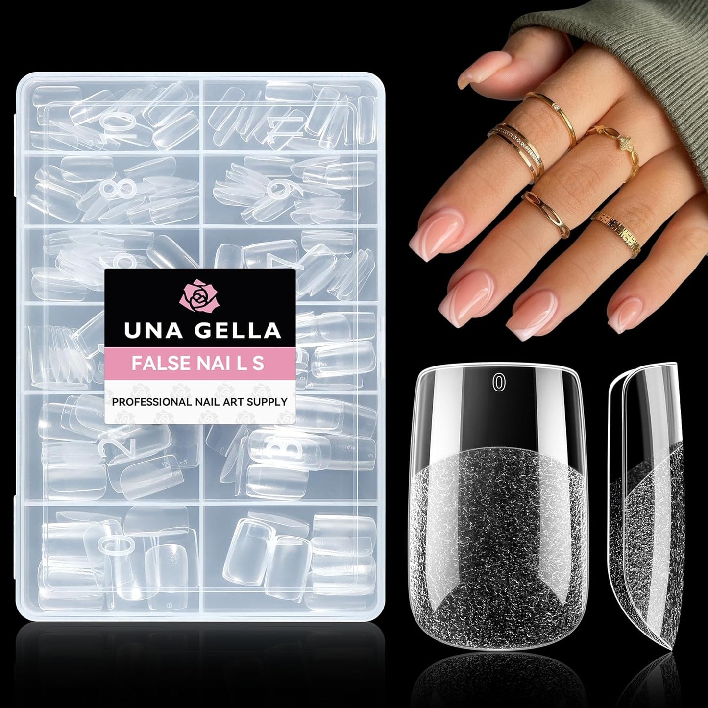 UNA GELLA Short Square Gel Nail Tips 216pcs Short Square Press on Nails Pre-shape Fake Nails for Full Cover Acrylic Nails False Nails For Nail Extension Home DIY Nail Salon 12 Sizes Gelly Tips-Velvo Beauty
