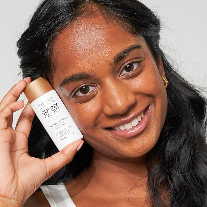 Pacifica Sunny Glow Liquid Face Bronzer Drops - Face Makeup Bronzing For Face & Cheeks for Instant Sun-Kissed Glow - Vitamin C & Glycolic Acid Infused Liquid Bronzer Illuminating Highlighting Clean-Velvo Beauty