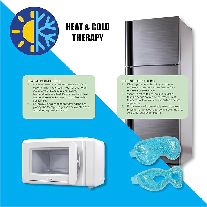 USA Merchant - 2PCs Cold & Hot Eye Therapy Mask, Cooling Eye Mask for Dry Eyes, Headaches, Eye Stress, Dark Cicles, Reusable Cold Compress and Refresh (2 PK Eye Mask)-Velvo Beauty