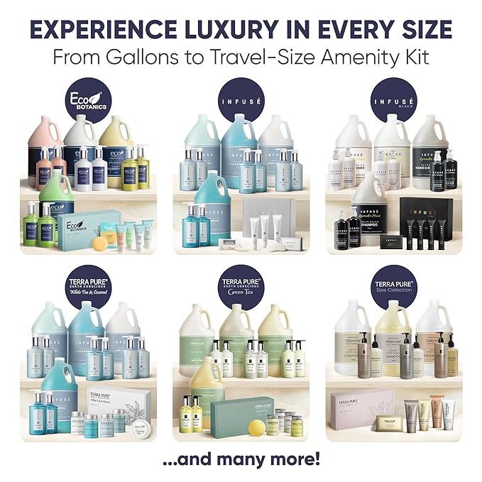 Terra Pure Green Tea Amenity & Accessory Kit | 1 oz Travel Size Shampoo, Conditioner, Lotion, Body Wash, 2 Soap Bars, Shave & Dental Sets, Make-Up Remover Wipes, & Vanity Kit | 1 set per case-Velvo Beauty