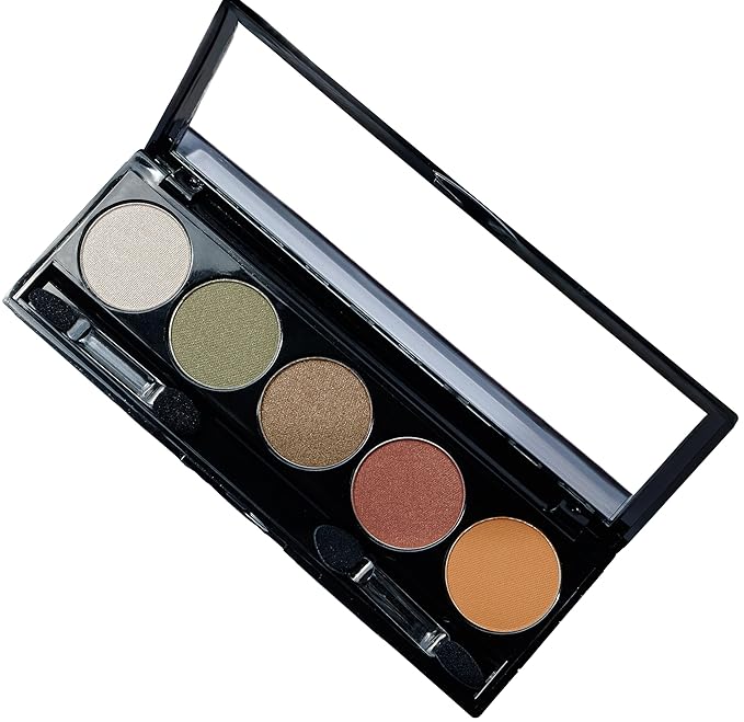 Moroccan Spice Shimmer White, Olive Green, Gold, Copper Penny Red, and Light Matte Orange Vegan Eyeshadow Palette; Talc, Paraben & Cruelty Free-Velvo Beauty