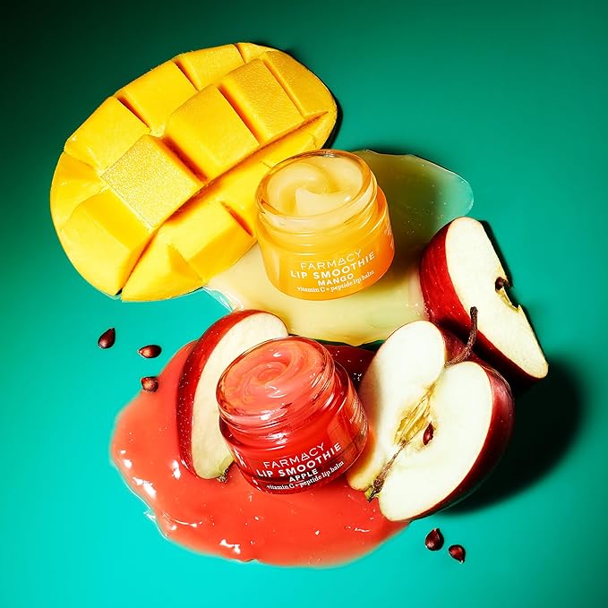 Farmacy Plump + Shine Lip Smoothie Duo - Peptide Lip Balm - Lip Moisturizer & Plumper with Vitamin C - Apple & Mango with High Gloss Finish-Velvo Beauty