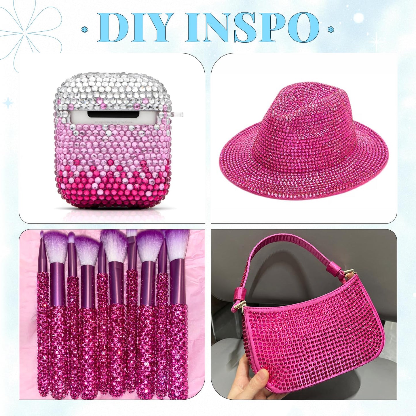 6000Pcs Resin Rhinestones for Bedazzling with 3Pcs B7000 Jewelry Glue, 1 Box Hot Pink Flatback Rhinestones for Crafting Crafts DIY, Crystals Gems for Clothing Shoes Tumblers Nail Art Makeup-Velvo Beauty