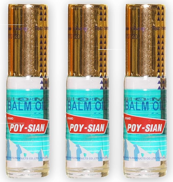 POY-SIAN Thai Pim-Saen Balm Oil 5ml Roll-On (Pack of 3)-Velvo Beauty