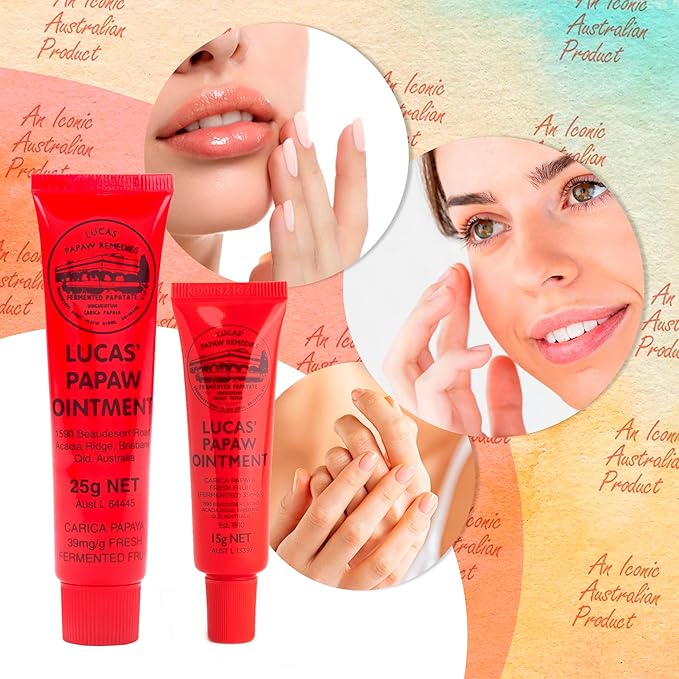 Lucas Pawpaw Lip Ointment, Lucas Pawpaw Cream, Lucas Pawpaw Ointment for Lips & Dry Skin (2x15 Gram plus 2x25 Gram)-Velvo Beauty
