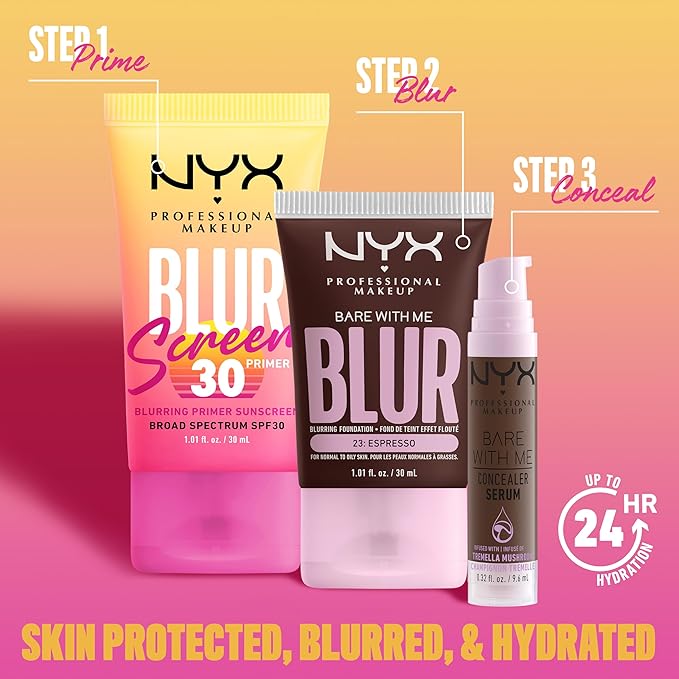 NYX PROFESSIONAL MAKEUP Blurscreen SPF 30 Primer, 3-in-1 Blurring Makeup Primer with Sunscreen, Vegan Formula with No White Cast or Greasy Feeling-Velvo Beauty