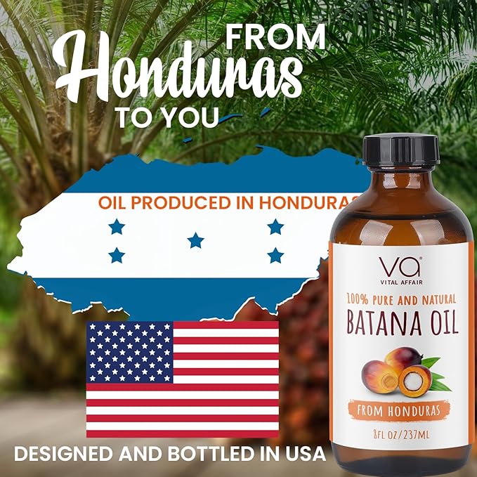 Batana Oil For Hair Growth-100% Raw Batana Oil From Honduras-Glass Bottle-Skin Hair Oil Rich In Essential Nutrients-Batana Hair Oil For Women & Men-For Strong & Shiny Hair-8 FlOz-Velvo Beauty