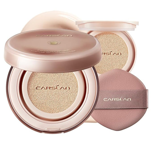 Moisture Air Cushion Cream Face Foundation Makeup, Lightweight, Full Dewy Coverage, Builable Glow, Finish Foundation with Hyaluronic acid, P01 Fair Pink For Dry Skin (Refill Included)-Velvo Beauty