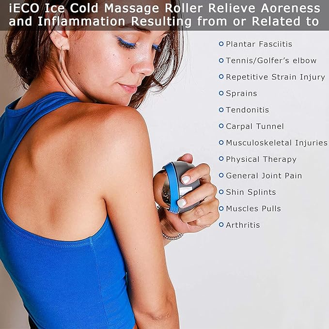 iECO Cryosphere Cold Massage Roller Ball - Massage Ball for Cold & Heat Relief, Myofascial Release, Trigger Point Therapy, Muscle Knots - Deep Tissue Ice Massager-Velvo Beauty