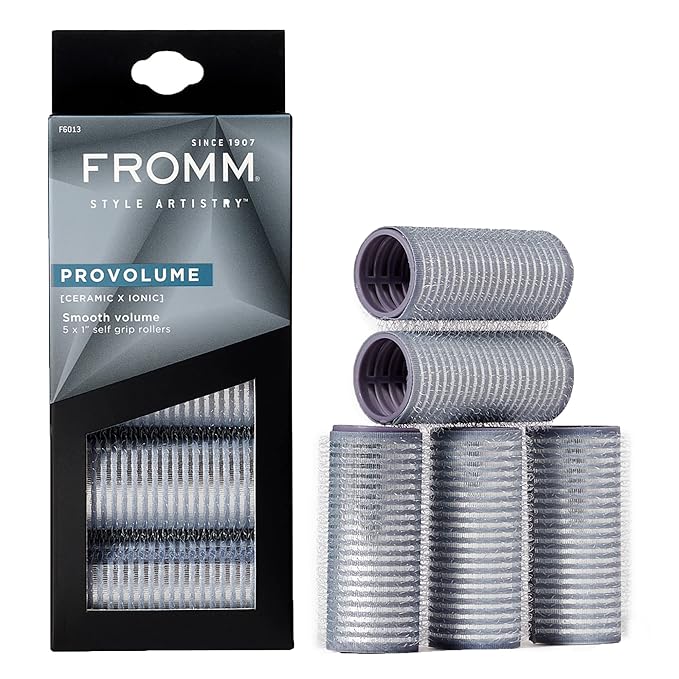 Fromm ProVolume 1" Self-Grip Ceramic Ionic Thermal Hair Rollers, 5 Count Salon Quality Hair Curlers for Short, Medium and Long Hair-Velvo Beauty