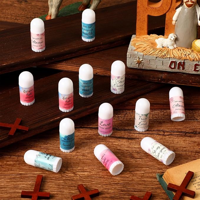 72 Pcs Mini Lip Balm Bulk Gift, 8 Flavors, Christian Themed, Moisturizing for All Skin Types-Velvo Beauty