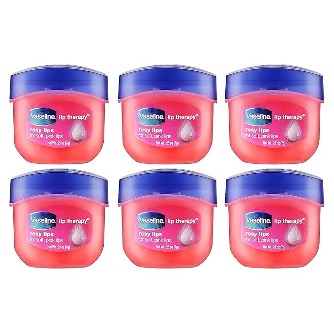 Vaseline Lip Therapy Lip Balm Mini, Rosy Lips | Lip Repair in a Container for Cracked, Dry Lip | Travel Size 0.25 Oz (Pack of 6)-Velvo Beauty
