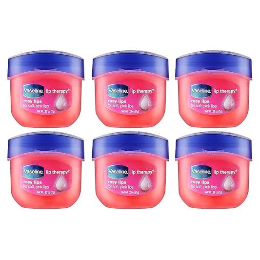 Vaseline Lip Therapy Lip Balm Mini, Rosy Lips | Lip Repair in a Container for Cracked, Dry Lip | Travel Size 0.25 Oz (Pack of 6)-Velvo Beauty