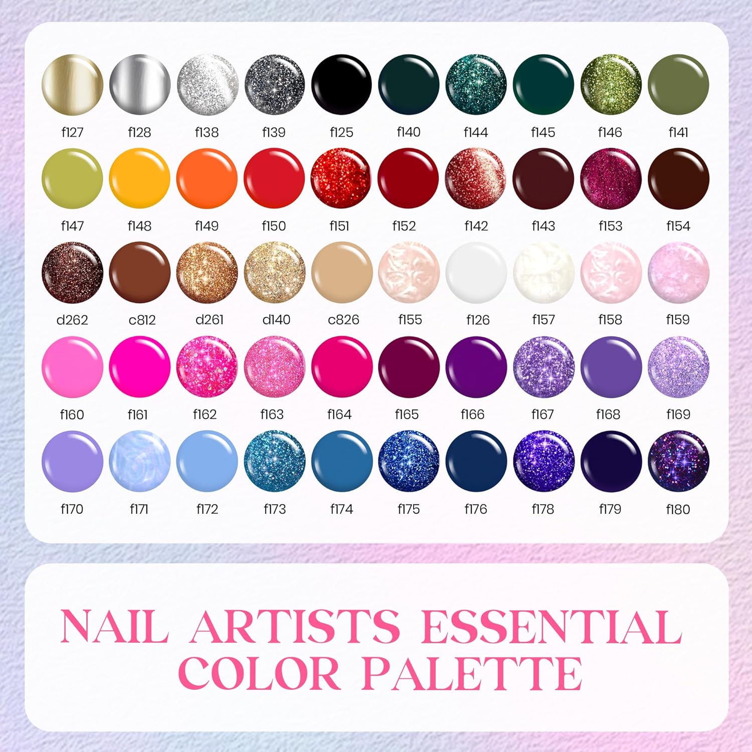 Beetles 50 Colors Gel Liner Nail Polish Set French Tip Nail Art Polish Glitter Brown Purple Blue Gel Nails Polish White Pink Swirl Nails Art Painted Cat Eye Build in Thin Brush Manicure Gift for Women-Velvo Beauty