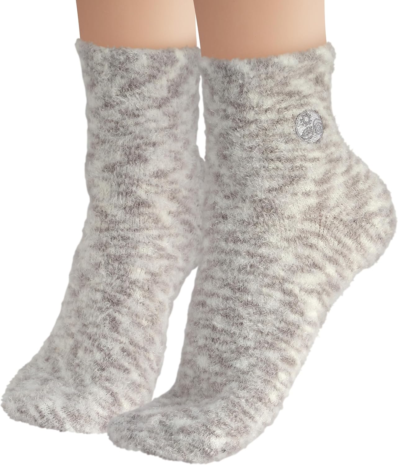 Earth Therapeutics Aloe Socks – Infused w/Aloe Vera & Vitamin E – Helps Dry Feet, Cracked Heels, Calluses – Use with Lotion – Grey/Confetti (2 Pairs)-Velvo Beauty