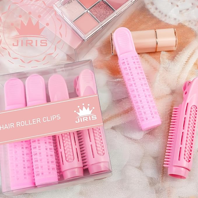 4PCS Volumizing Hair Clips for Root Lift & Volume - Instant Bangs Roller Clips for Effortless Curls & Lift - Velcro Rollers For Hair - Hair Rollers For Women - Pink-Velvo Beauty