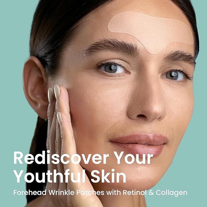 Advanced Wrinkle Patches 60ct Smile Line, Frown Line Wrinkle Patches for Facial Korean Skin Care Face Wrinkle Tape Invisible Overnight with Retinol & Collagen (Large (Forehead))-Velvo Beauty