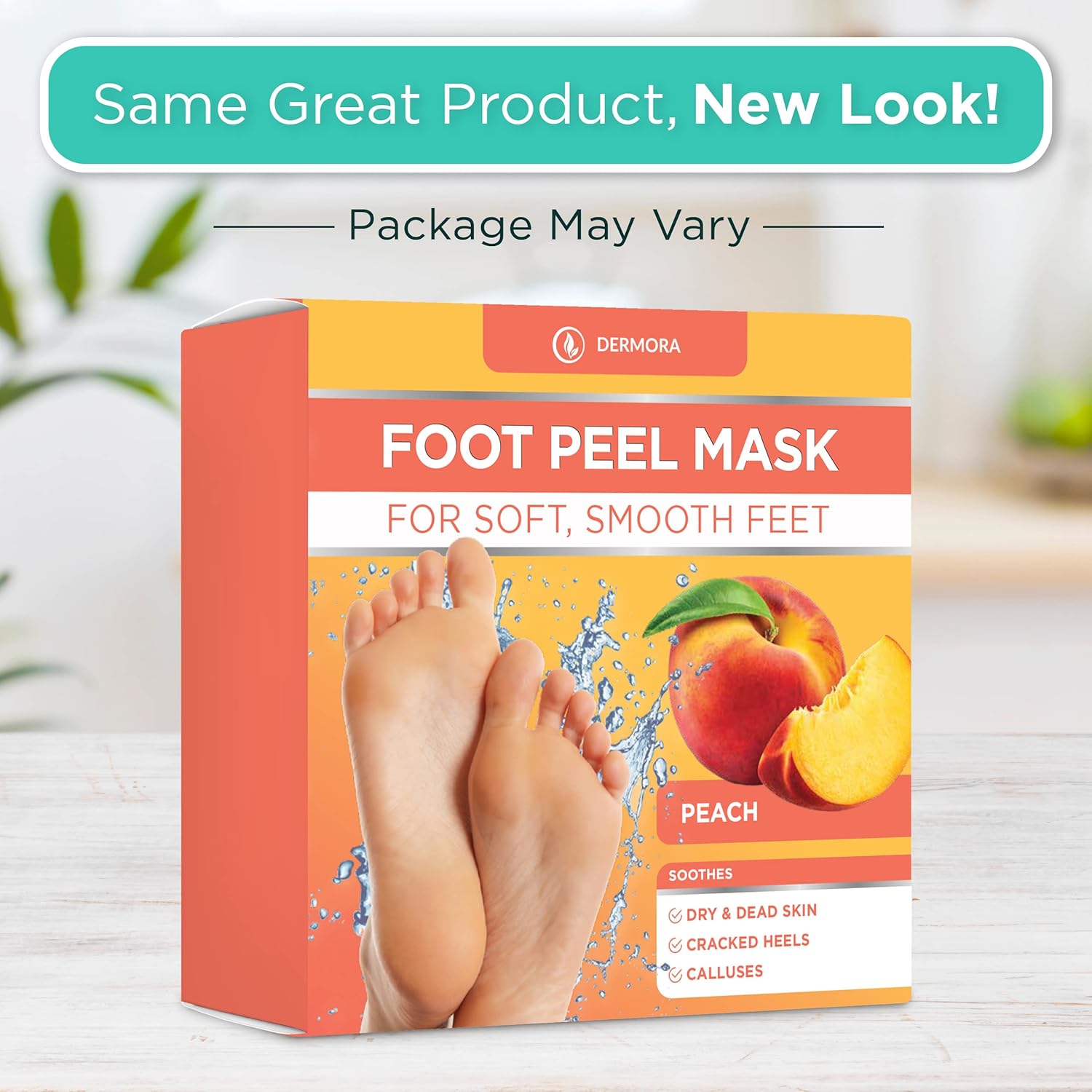 DERMORA Foot Peel Mask | Skin Exfoliating Foot Masks | Dry, Cracked Feet, Callus, Dead Skin Remover | Baby Soft Feet | Peach Scent | Pack of 2 | Regular-Velvo Beauty