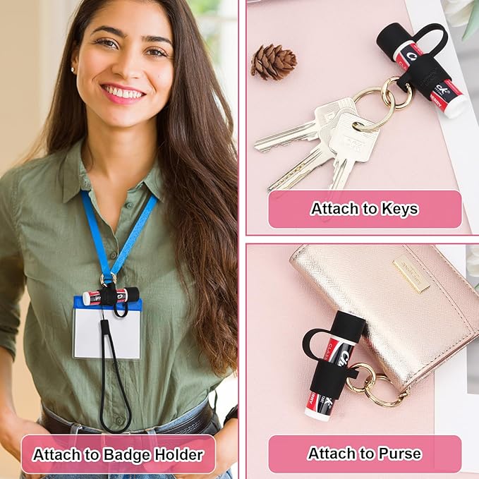 Desing Wish Silicone Lip Balm Holder with Silicone Zipper Pouch, Portable Lip Balm Keychain Sleeve - Silicone Storage Bag for Lip Balms/Small Cosmetics/Earphones/Keys - Black-Velvo Beauty