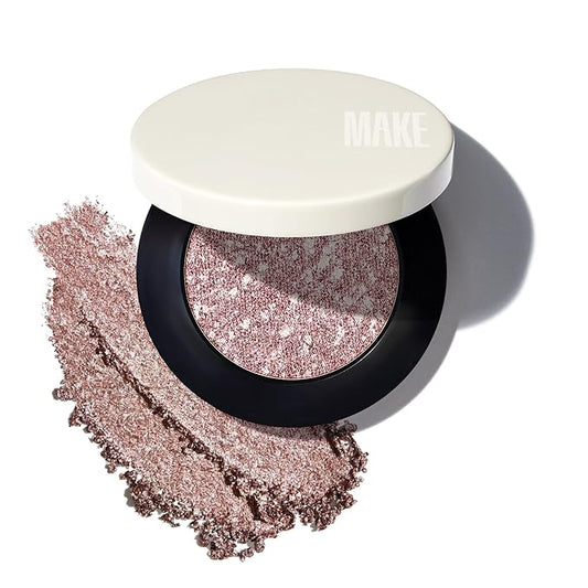 MAKE Beauty Multi-Chromatic Eye Shadow. Metal Reflecting Luminous Foil Finish Creamy, Buildable, Dimensional Long-wear, Crease-proof Powder Eyeshadow, Multichrome Shade - Gleam, Rose Gold-Velvo Beauty