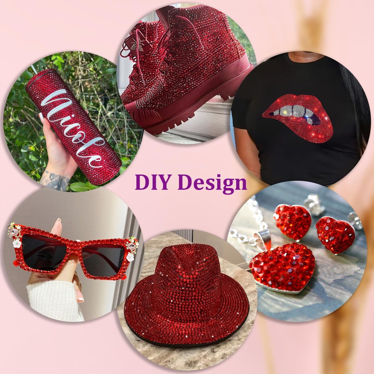 30000Pcs Resin Rhinestones with Tweezers for Crafting, Red Flatback Gems, Bedazzling Crystal with 3Pcs 10ml B7000 Jewelry Glue for DIY Crafts Clothing Tumblers Shoes Fabric Nail Art-Velvo Beauty