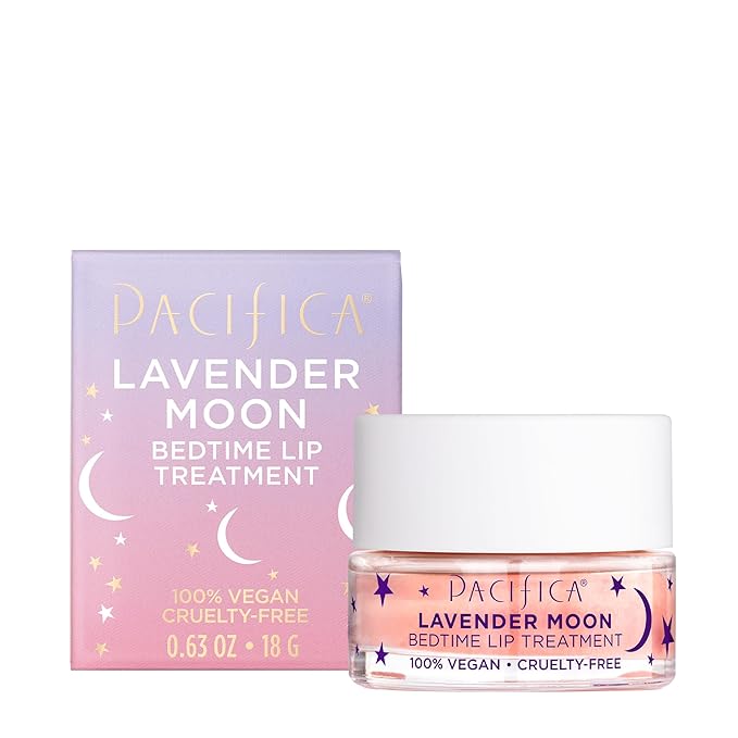 Pacifica Beauty, Lavender Moon Bedtime Lip Treatment, Lip Mask for Chapped, Cracked, Dry, Wrinkled Lips, 100% Vegan and Cruelty Free , Clear , 0.63 Ounce (Pack of 1)-Velvo Beauty