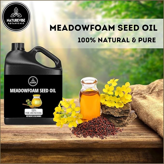 Naturevibe Botanicals Meadowfoam Oil 32 Ounces | 100% Pure and Natural | Great for Skin Care and Hair Care-Velvo Beauty