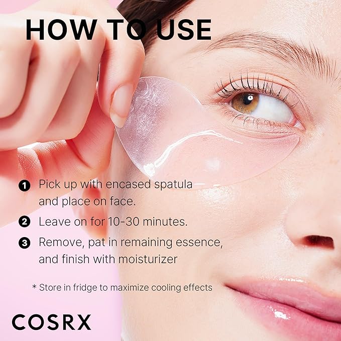 COSRX Under Eye Mask, Peptide Collagen Hydrogel Eye Patch for Puffy Eyes and Dark Circles, 60 Under Eye Patches, Korean Skin Care-Velvo Beauty