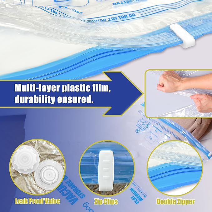 Travel Vacuum Bags with Electric Pump for Luggage and Suitcase, Vacuum Seal Compression Packing Bags for Clothes Clothing, Combo 18 Pack-Velvo Beauty