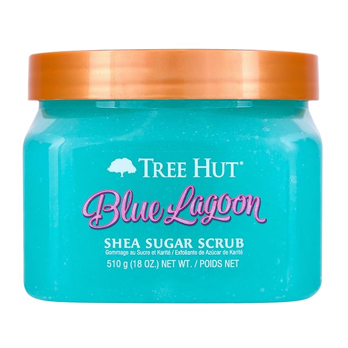 Tree Hut Blue Lagoon Shea Sugar Scrub | Exfoliating Body Scrub Removes Dead, Dry Skin for a Soft & Hydrated Feel | Nourishing Essential Body Care | 18 fl oz.-Velvo Beauty