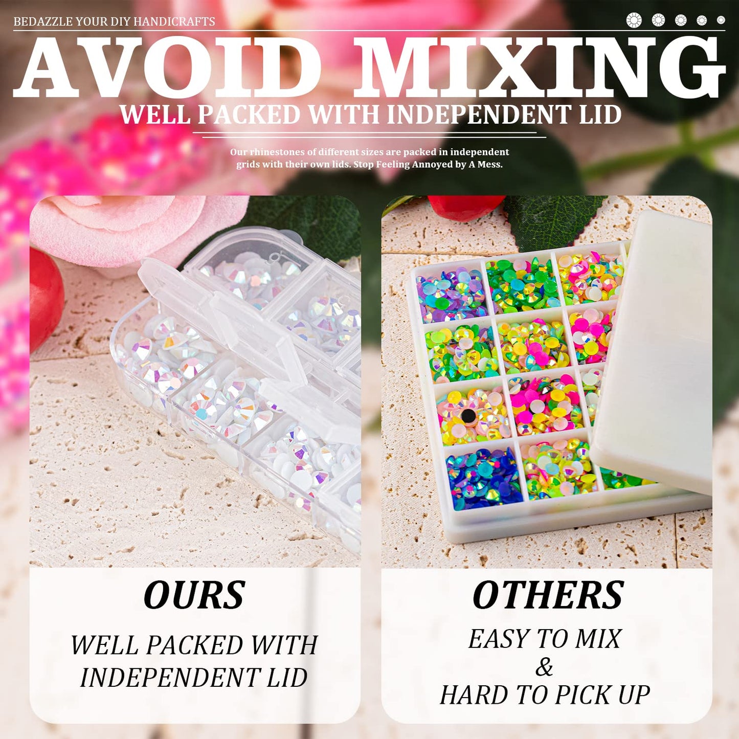 7000PCS Resin Rhinestones with Tweezers for Crafting, 2/3/4/5/6mm Flatback Jelly Rhinestones, 4 Box White AB Non Hotfix Crystal Gems for DIY Crafts Mugs Tumblers Clothes Makeup Nail-Velvo Beauty