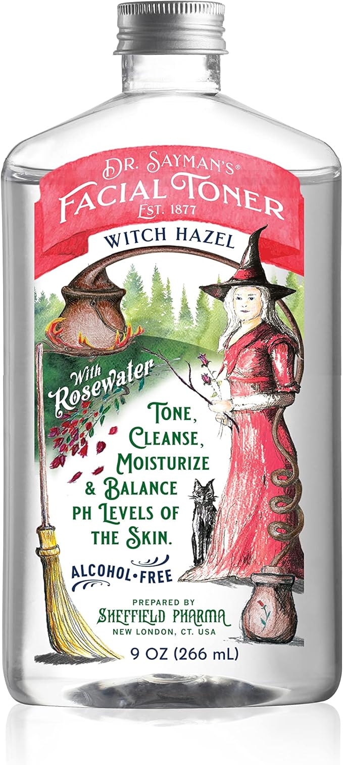 Dr. Saymans Alcohol-Free Facial Toner with Witch Hazel, Rosewater & Rice Protein, Removes Impurities & Hydrates Your Face, 9 oz-Velvo Beauty