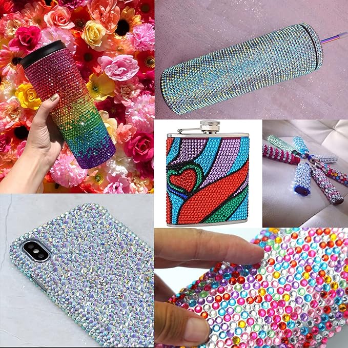 Flat Back Rhinestone Kits Colorful Rhinestones+Crystal AB Gems With Picker Pencil And Tweezer For Home DIY And Professional Nail Art-Velvo Beauty