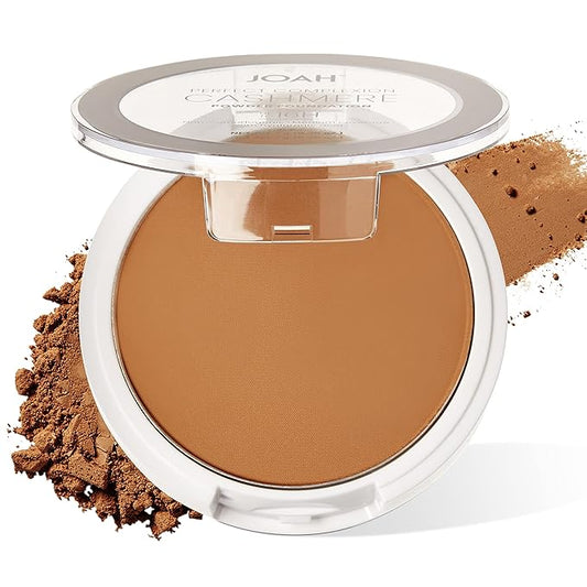 JOAH Perfect Complexion Cashmere Powder Foundation, Medium Face Coverage, Matte Finish, Korean Makeup, Compact Design For Oily & All Skin Types, 16 Hour Wear, Tan with Warm Undertones-Velvo Beauty